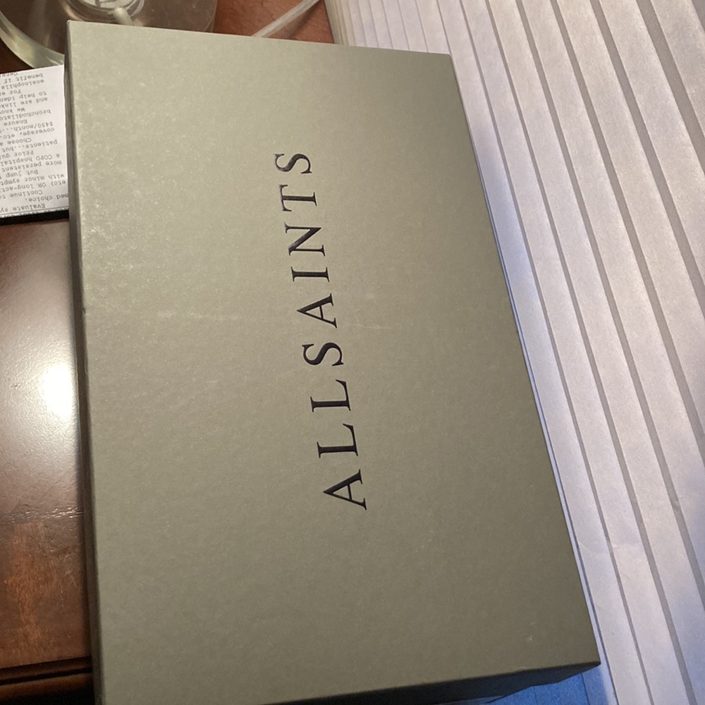 NWT Allsaints Carlotta Suede Western Ankle Bootie Stone Tan Gray Size 8 - Picture 4 of 7
